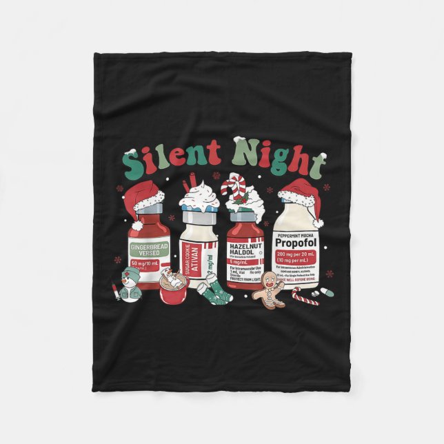 Retro Profol Silent Night Icu Nurses Funny Merry C Fleece Blanket (Front)