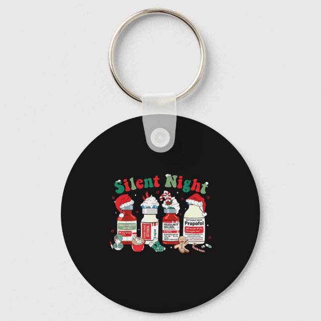 Retro Profol Silent Night Icu Nurses Funny Merry C Key Ring (Front)