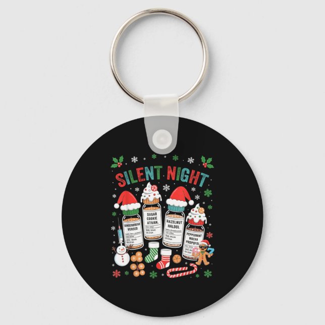 Retro Profol Silent Night Icu Nurses Funny Merry C Key Ring (Front)