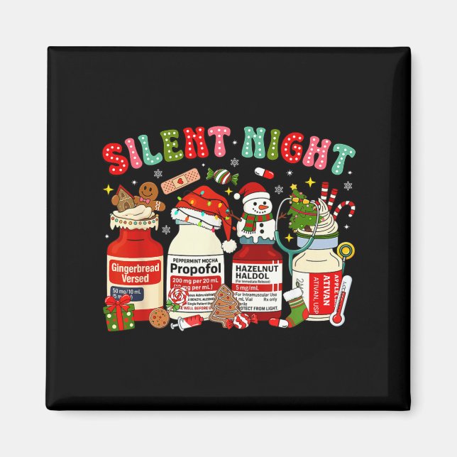 Retro Profol Silent Night Icu Nurses Funny Merry C Magnet (Front)