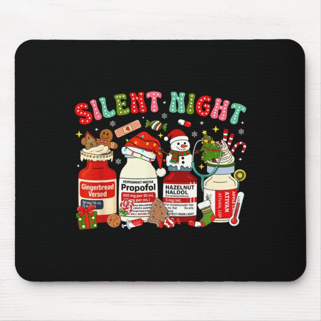 Retro Profol Silent Night Icu Nurses Funny Merry C Mouse Mat (Front)
