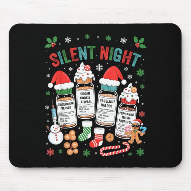 Retro Profol Silent Night Icu Nurses Funny Merry C Mouse Mat (Front)