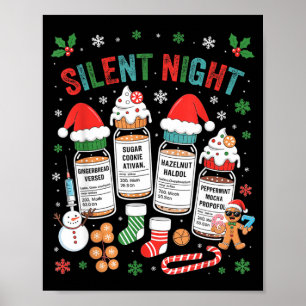 Retro Profol Silent Night Icu Nurses Funny Merry C Poster