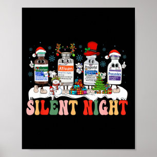 Retro Profol Silent Night Icu Nurses Funny Merry C Poster