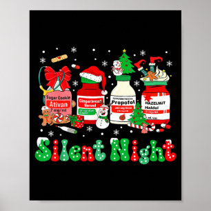 Retro Profol Silent Night Icu Nurses Funny Merry C Poster