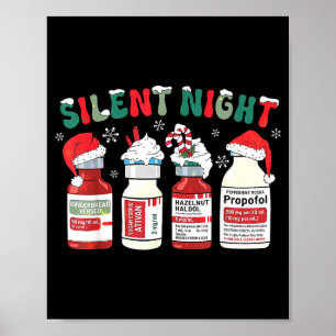 Retro Profol Silent Night Icu Nurses Funny Merry C Poster
