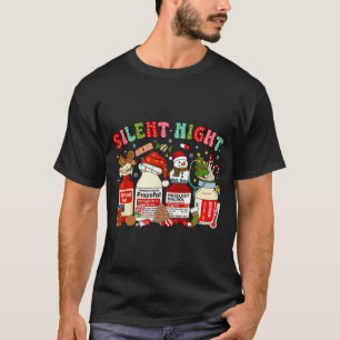 Retro Profol Silent Night Icu Nurses Funny Merry C T-Shirt
