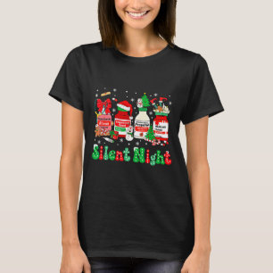 Retro Profol Silent Night Icu Nurses Funny Merry C T-Shirt