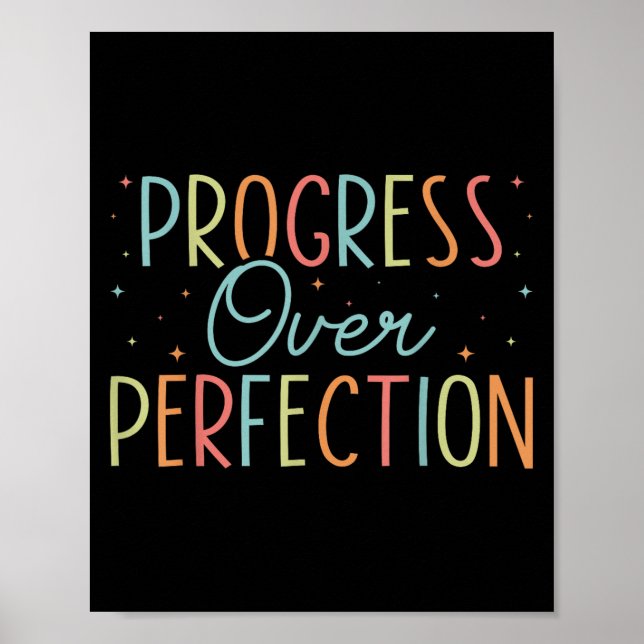 Retro Progress Over Perfection Motivational Quote  Poster (Front)