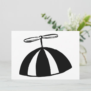 Retro Propeller Beanie Whimsical Black and White  Invitation