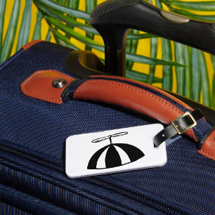 Retro Propeller Beanie Whimsical Black and White Luggage Tag