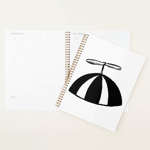 Retro Propeller Beanie Whimsical Black and White Planner