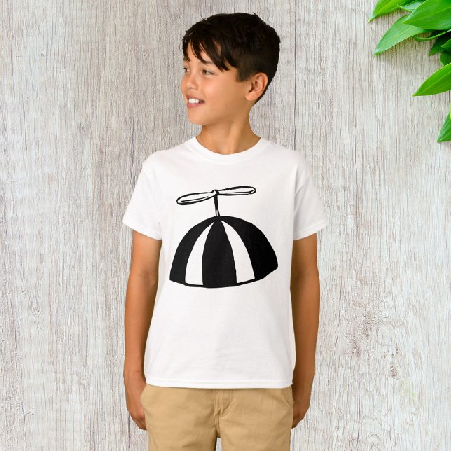 Retro Propeller Beanie Whimsical Black and White  T-Shirt (Creator Uploaded)