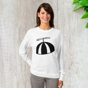 Retro Propeller Beanie Whimsical Black and White  T-Shirt