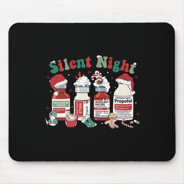 Retro Propofol Silent Night Icu Nurses Funny Merry Mouse Mat (Front)