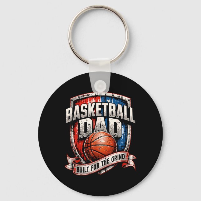 Retro Proud Basketball Dad Key Ring (Front)