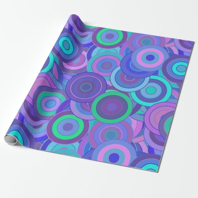 Retro Psychedelic 60s Circle Pattern Fun Colourful Wrapping Paper (Unrolled)