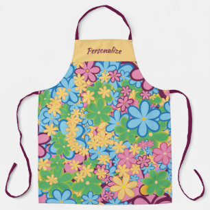 Retro Psychedelic 60s Flowers Fun & Colourful Apron