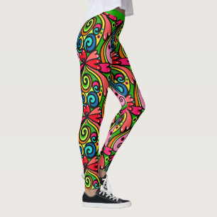 Retro Psychedelic 60s Pattern Colourful Leggings