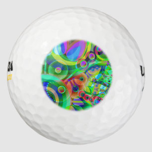 Retro Psychedelic Abstract Golf Balls