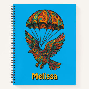 Retro Psychedelic Bird & Parachute Notebook