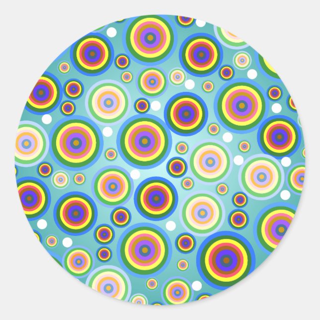 Retro Psychedelic Circles Sticker (Front)