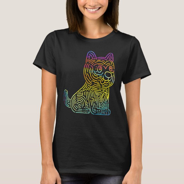 Retro Psychedelic Dog Puppy Owner Pup Pet Trippy R T-Shirt (Front)