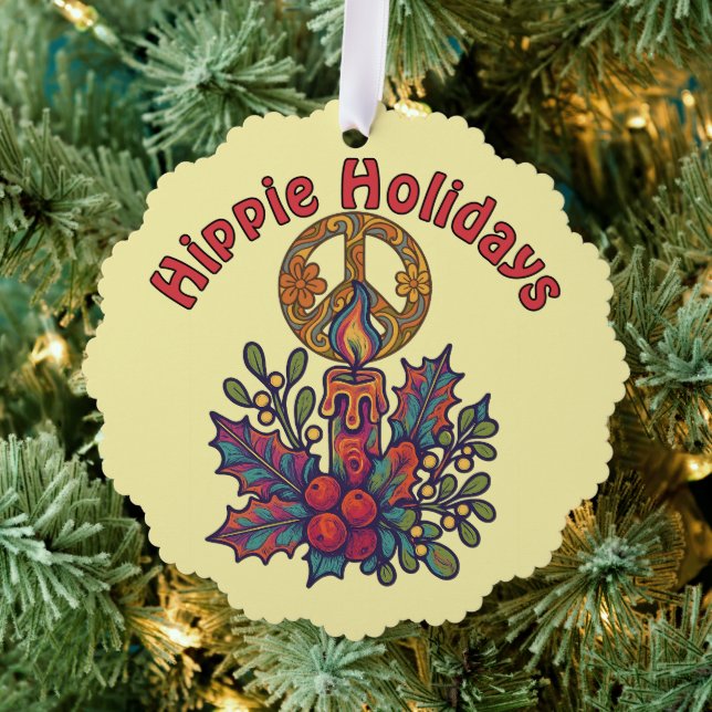 Retro Psychedelic Hippie Holidays Christmas Tree Decoration Card (Insitu (Tree))