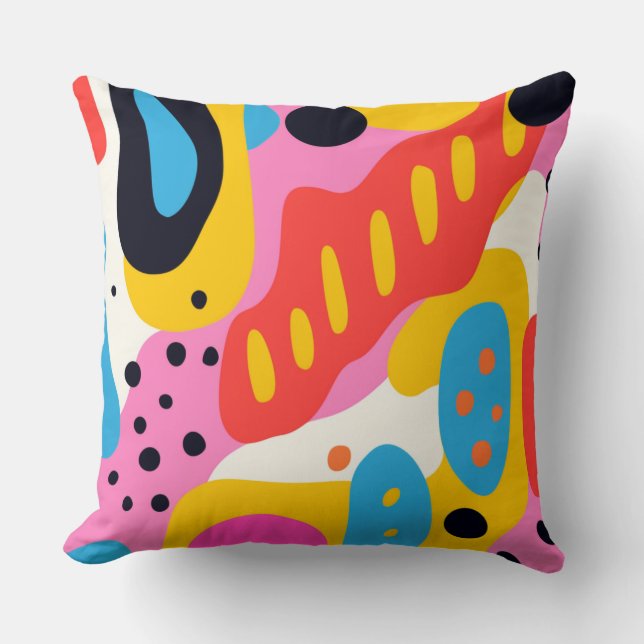 Retro Psychedelic Liquid Blob Pillow (Front)