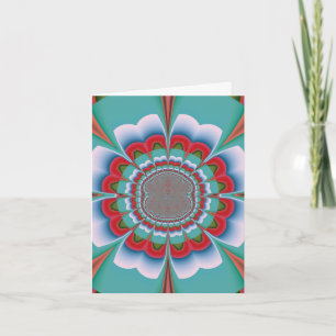 Retro Psychedelic Mandala Bloom Abstract Art Card