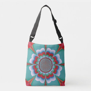 Retro Psychedelic Mandala Bloom Abstract Art Crossbody Bag