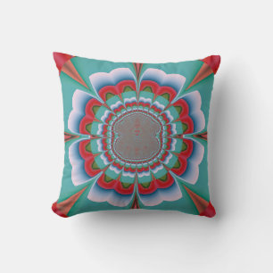 Retro Psychedelic Mandala Bloom Abstract Art Cushion