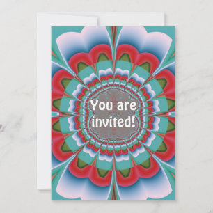 Retro Psychedelic Mandala Bloom Abstract Art Invitation