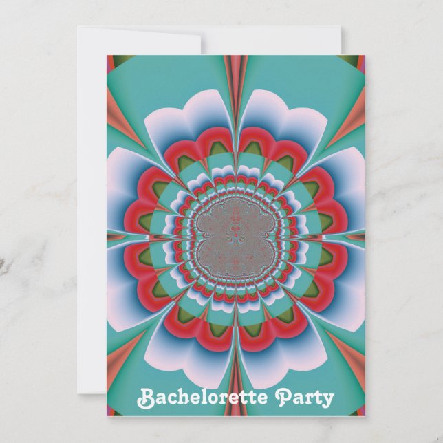 Retro Psychedelic Mandala Bloom Abstract Art Invitation (Front)