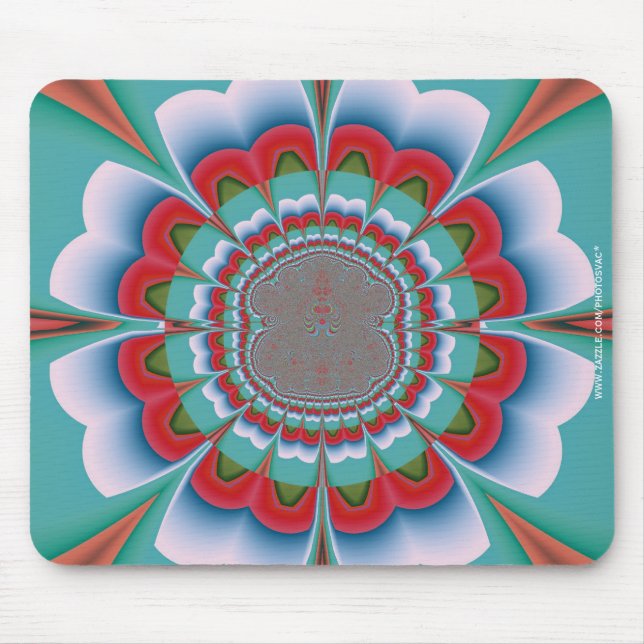 Retro Psychedelic Mandala Bloom Abstract Art Mouse Mat (Front)