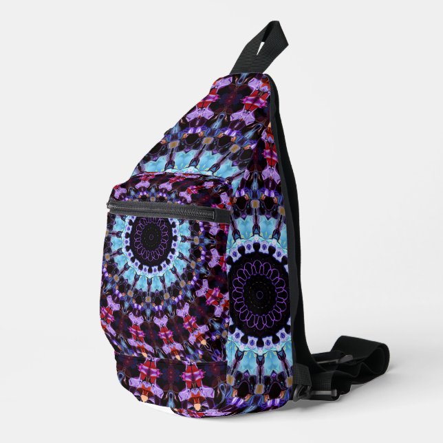 Retro Psychedelic Mandala Hippie Boho Tie Dye Sling Bag (Right Corner)