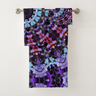 Retro Psychedelic Mandala Trippy Hippie Boho Chic Bath Towel Set