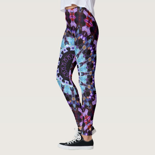Retro Psychedelic Mandala Trippy Hippie Boho Chic Leggings (Left)