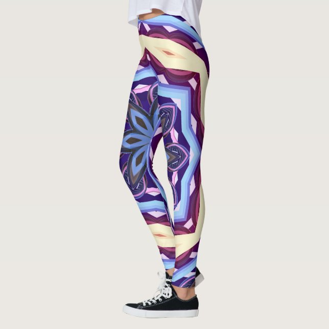 Retro Psychedelic Mandala Trippy Hippie Boho Leggings (Left)