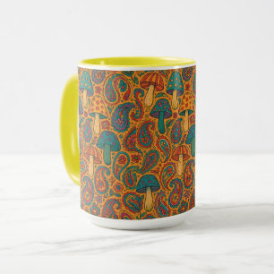 Retro Psychedelic Mushroom & Paisley Pattern Mug