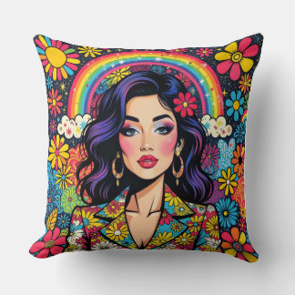 Retro Psychedelic Pop Art Throw Pillow – Vibrant
