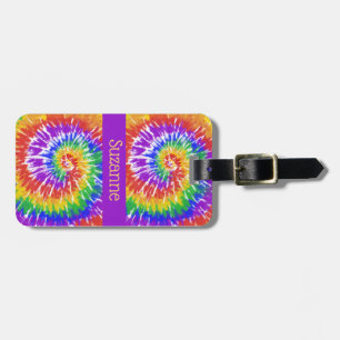 Retro Psychedelic Tie Dye Swirls  Luggage Tag