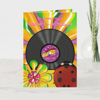 Retro Psychedelic Vinyl Record Personalised Cards