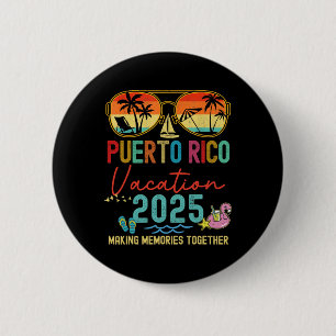 Retro Puerto Rico Vacation 2025 Memories Matching 6 Cm Round Badge