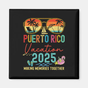 Retro Puerto Rico Vacation 2025 Memories Matching  Magnet