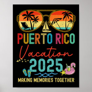 Retro Puerto Rico Vacation 2025 Memories Matching Poster
