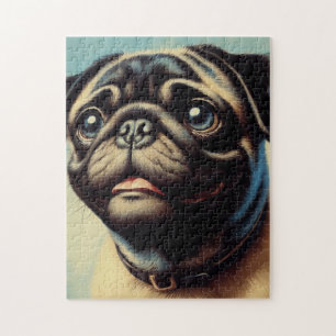 Retro Pug Painting Jigsaw Puzzle