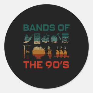 Retro Pular Music Bands Of The 90s Vintage 90s Mus Classic Round Sticker
