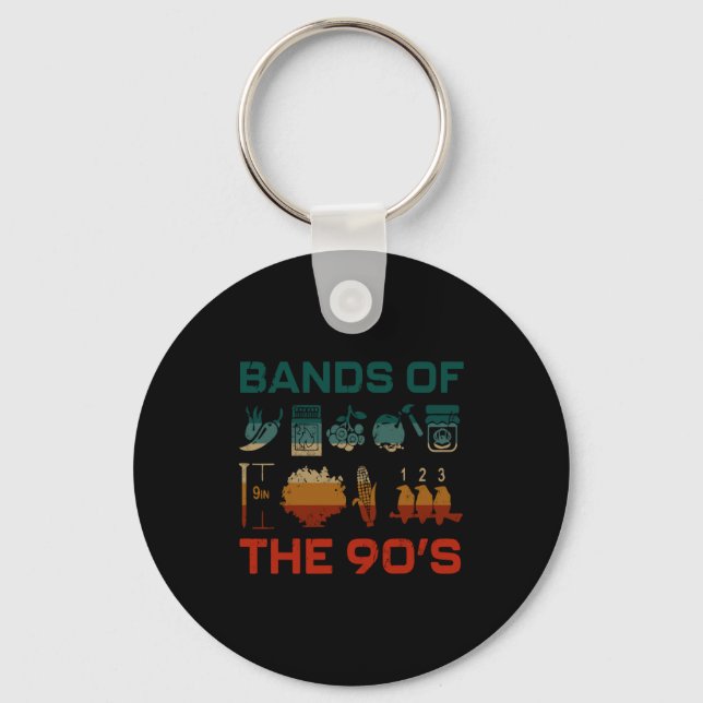 Retro Pular Music Bands Of The 90s Vintage 90s Mus Key Ring (Front)