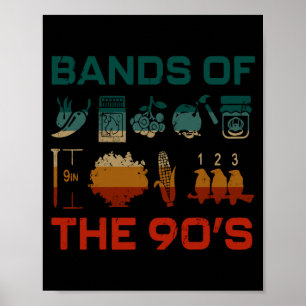 Retro Pular Music Bands Of The 90s Vintage 90s Mus Poster